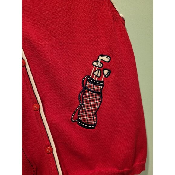 Womens Napa Golf Red White Blue Button Up Embroidered Sweater Vest Golf Sz S - Picture 2 of 6